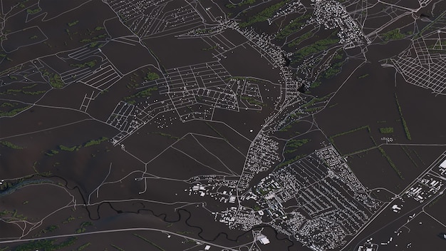 Mappa di krasnoyarsk in 3d isometriche strade e costruzioni del paesaggio