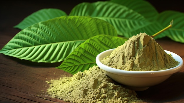 Photo kratom mitragyna speciosa green is a type of drug