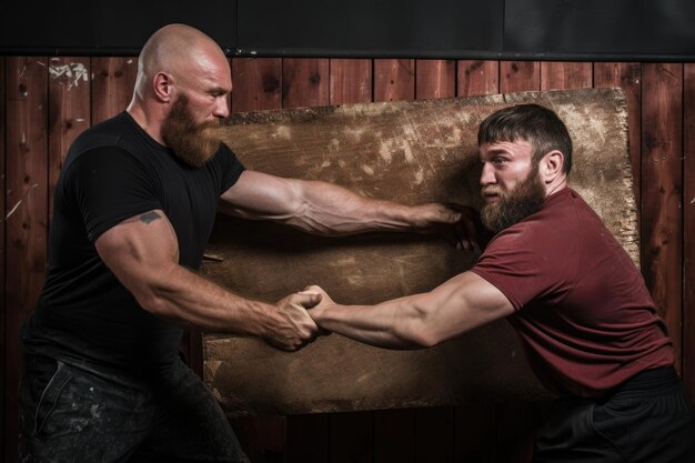 Photo a krav maga practitioner breaking a wooden board with a punch