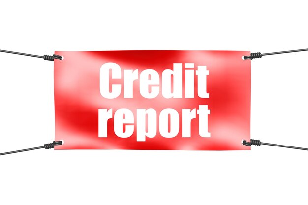 Kredietrapportwoord met rode banner
