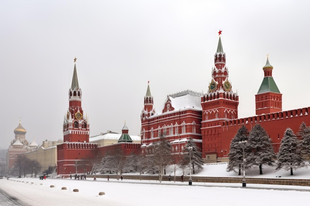 Фото Кремль в москве величественный исторический ансамбль со снегогенерирующим иа