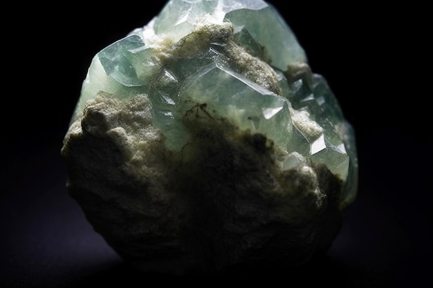 Krennerite is a rare precious natural stone on a black background AI generated Header banner mockup