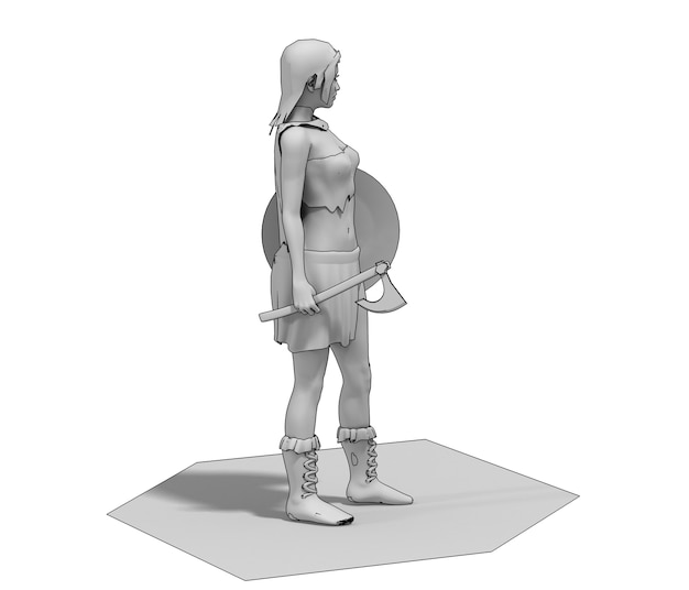 krijger vrouw karakter 3D-rendering illustratie