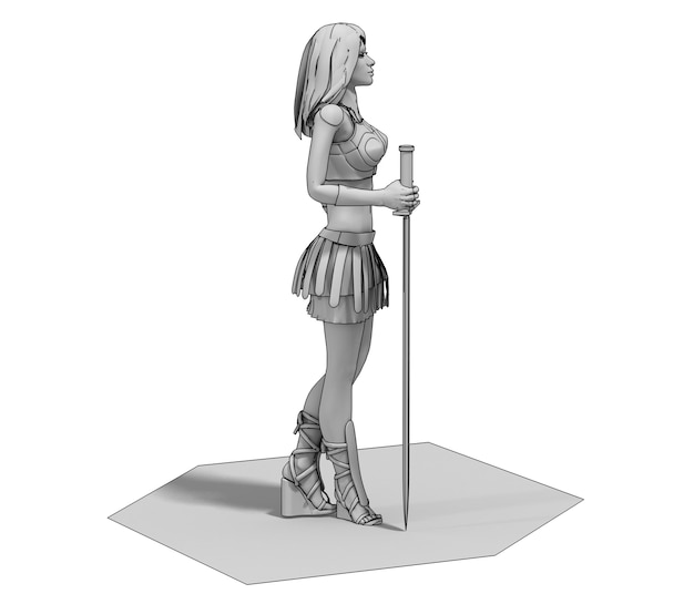 Foto krijger vrouw karakter 3d-rendering illustratie
