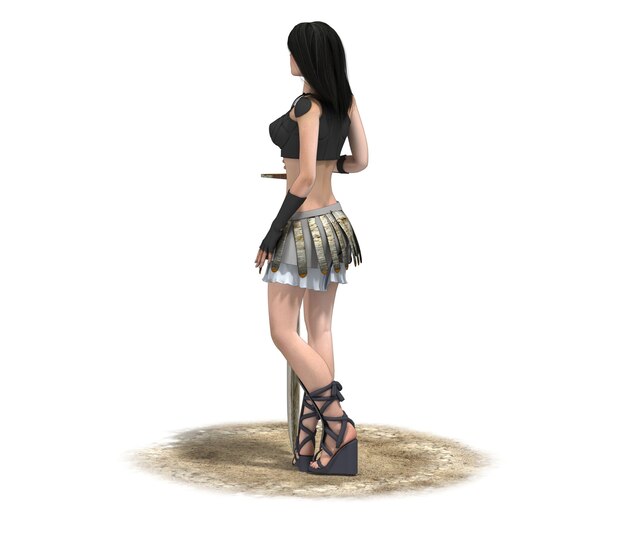 krijger vrouw karakter 3D-rendering illustratie