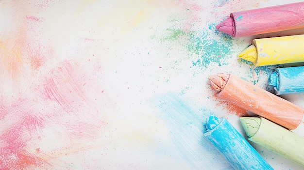 Krijt in verschillende tinten geïsoleerde pastel achtergrond