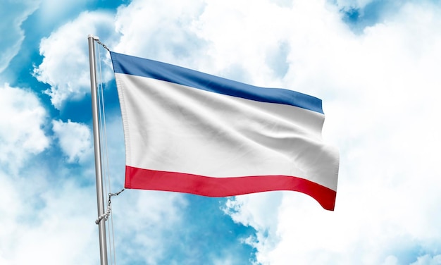 Krim vlag zwaaien op hemelachtergrond 3D-rendering