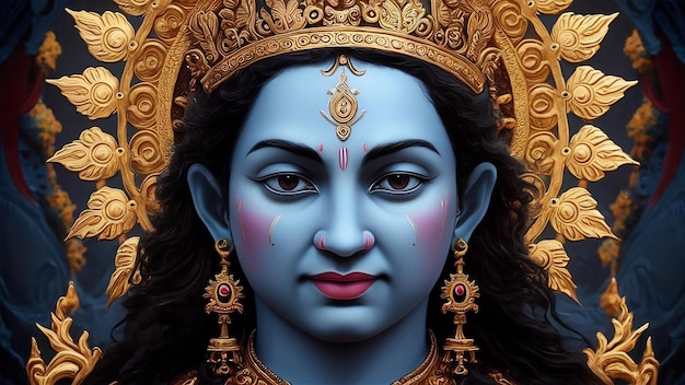 Krishna the hindu god face close up image generative ai