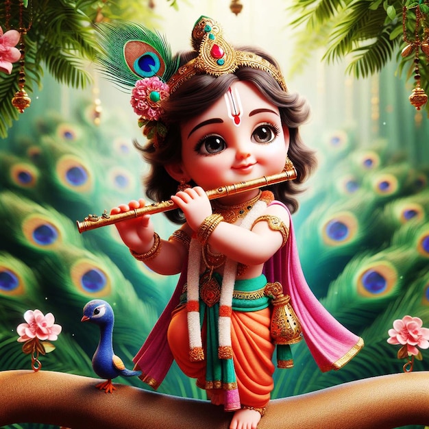 krishna holding flute Ai generate