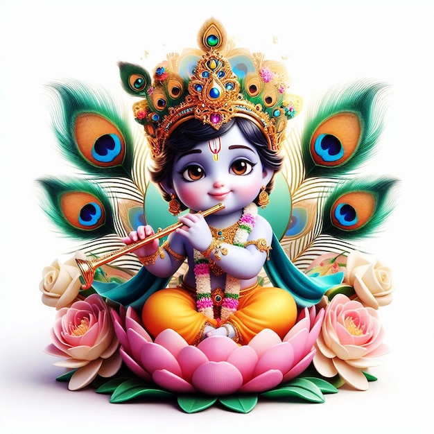 Foto krishna tiene in mano il flauto ai genera