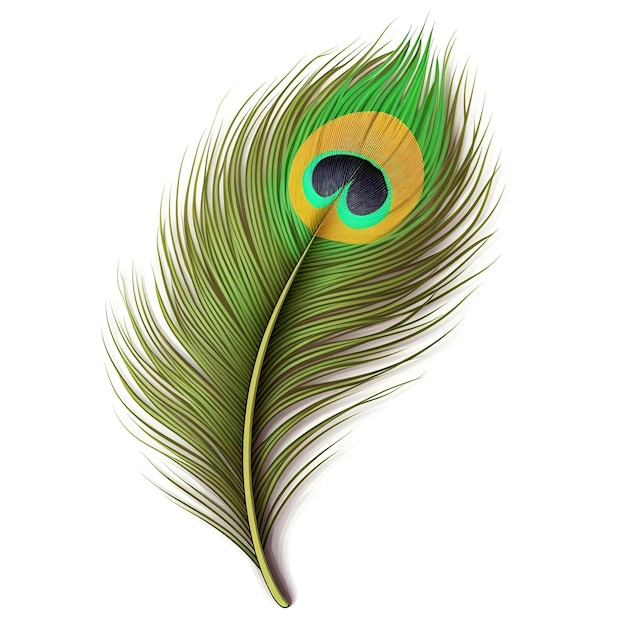 Krishna peacock feather on white background Generative ai