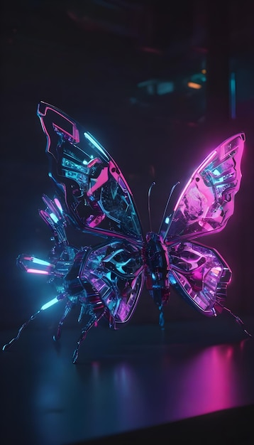 Kristal futuristische vlinder neon editie