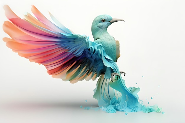 Kristal glanzende kleurrijke vogel op lichte achtergrond