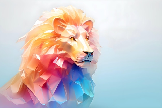 Kristal glanzende leeuw te midden van raadselachtige donkere achtergrond