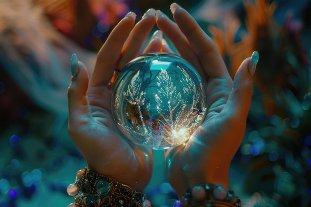 Kristalbol in handen Magische bal voorspellingen