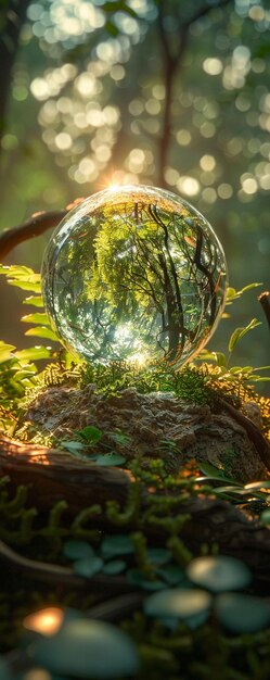 Kristallen bollen met een natuurthema Regenwoud