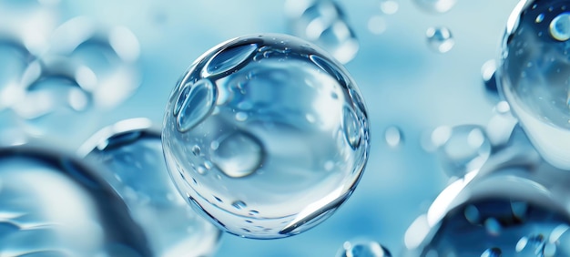 Kristallen heldere waterbubbels die zachtjes drijven
