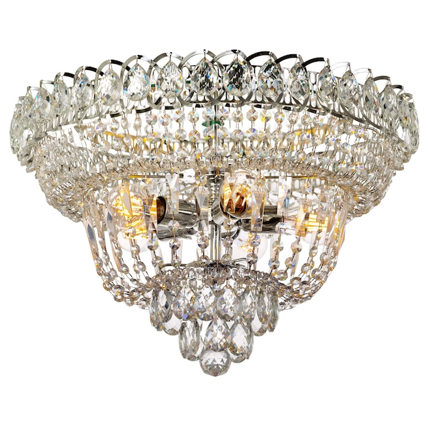 Kristallen kroonluchter met glanzende metalen elementen Plafondlamp in klassieke stijl