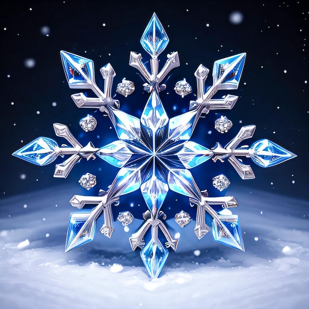 Kristallen sneeuwvlok en sneeuw achtergrond