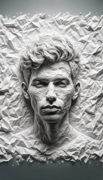 Kristalline Emergence Menselijk portret uit papieren texturen