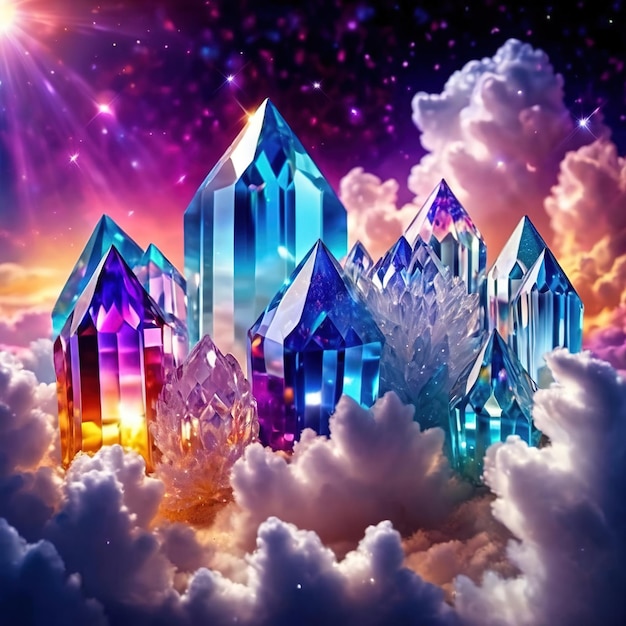 Foto kristalwolk glinsterende kleurrijke abstracte achtergrondillustratie