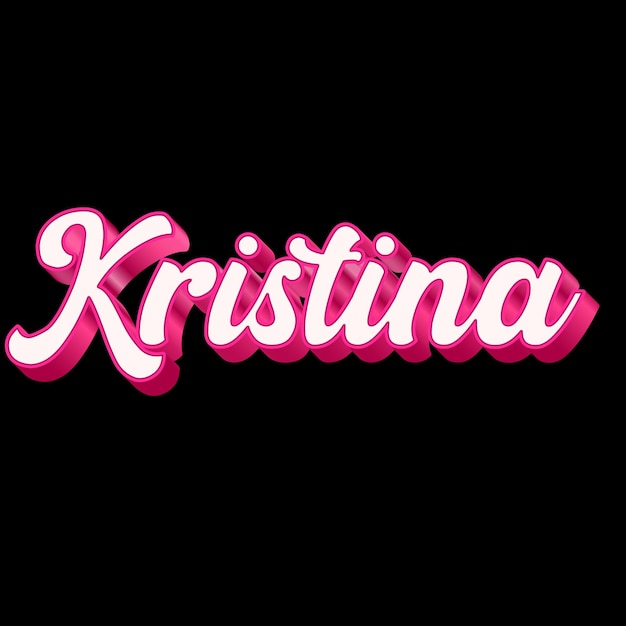 Photo kristina typography 3d design pink black white background photo jpg