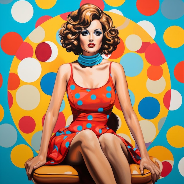 Foto kristina vaile una donna retro pop art sulla sedia