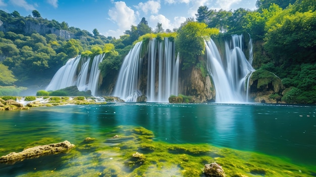 Photo krka national park in croatia features panoramic views of the krka river and its stunning waterfalls