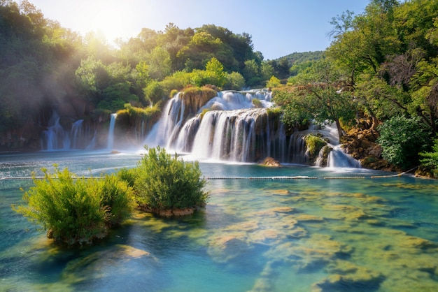 Cascate di krka sul fiume krka, croazia.