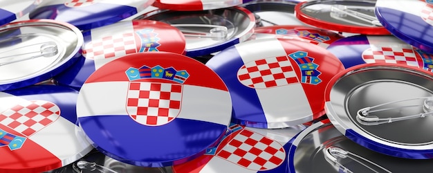 Kroatië ronde badges met landvlag stemming verkiezingsconcept 3D illustratie