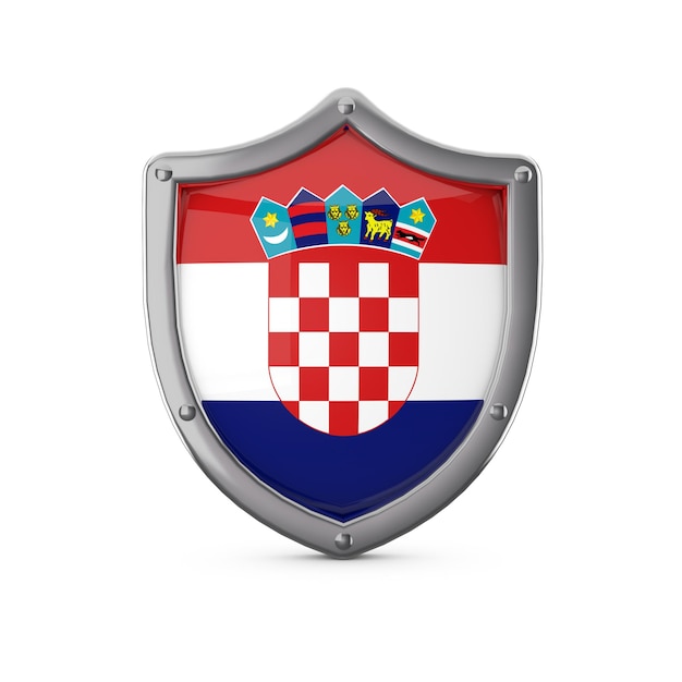 Kroatië veiligheidsconcept metalen schild vorm met nationale vlag