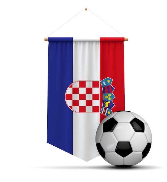 Kroatië vlag doek hangende banner met voetbal 3D Rendering