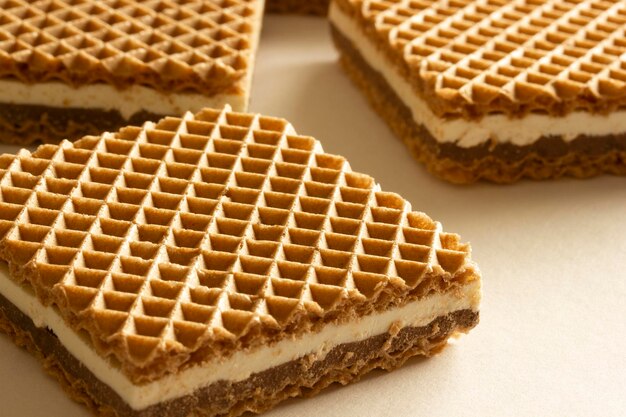 Krokante wafels met chocolade en hazelnootcrème