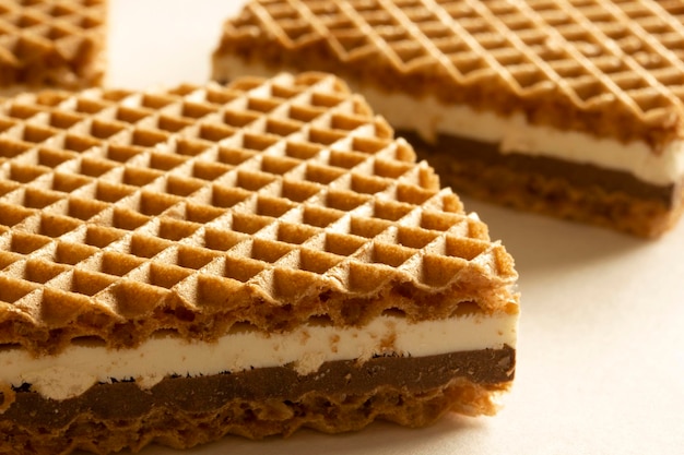 Krokante wafels met chocolade en hazelnootcrème