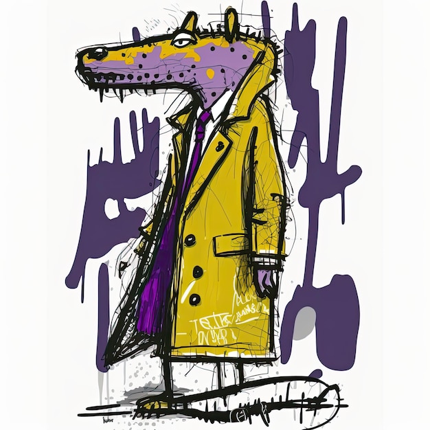 krokodil Basquiat stijl sticker graffiti ontwerp tatoeage expressionisme clipart vector plat