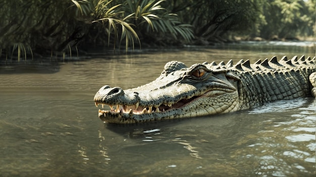 Foto krokodil in een rivier in afrika