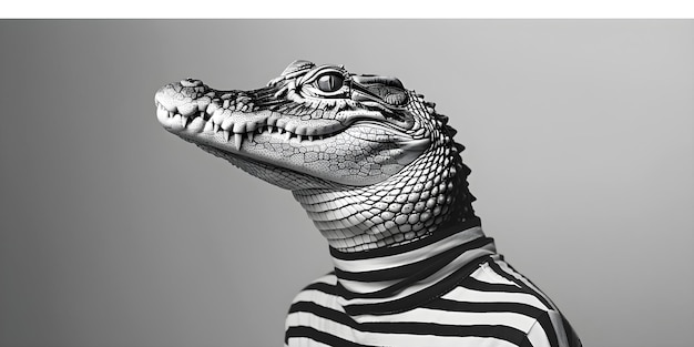 Krokodil in zwart-wit gestreepte Concept Wildlife Photography