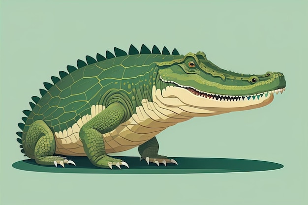 Krokodil op groene achtergrond Vectorillustratie in retro stijl ai generatief