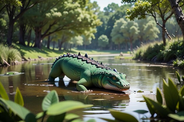Foto krokodil sterke beet is op de loer in het water zeer gevaarlijk wild dier behang achtergrond