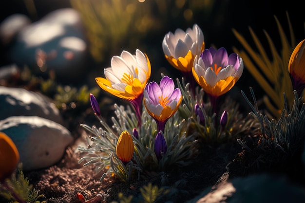 Krokus Paarse lentebloei