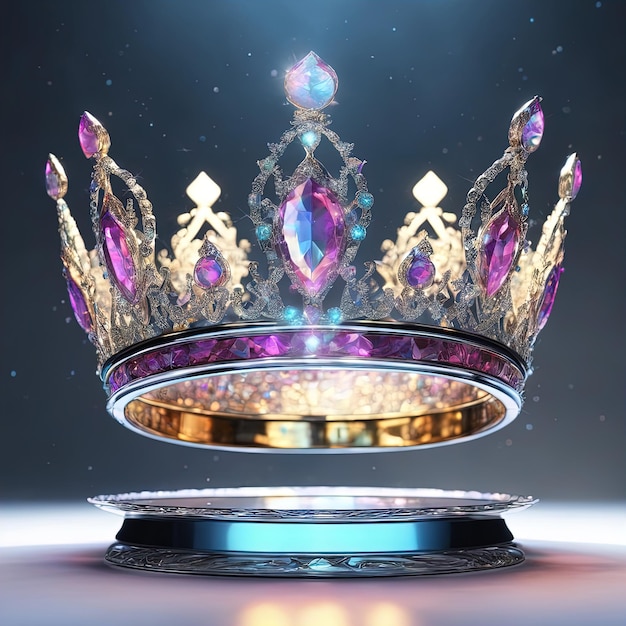 kroon van koningin met edelstenen en diamanten 3 d illustratie 3 d weergavekroon van koningin met koningin kraai