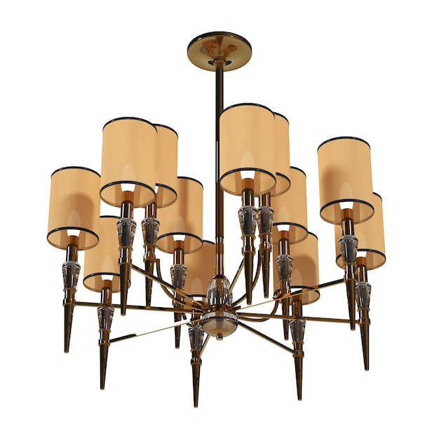 kroonluchter op het plafond geïsoleerd op witte achtergrond hanglamp hanglamp 3D-illustratie