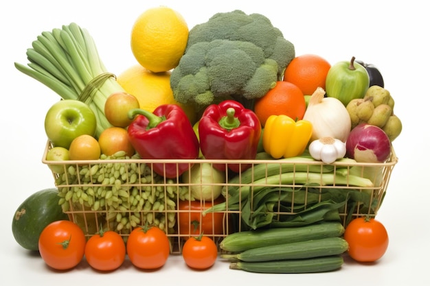 Kruidenierswinkel mand verse groenten winkelen fruit natuurlijke boer dieet boodschappen voedsel