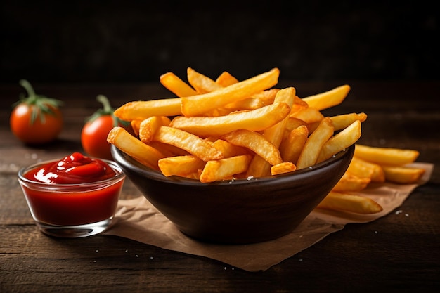 Kruidige frietjes met ketchup