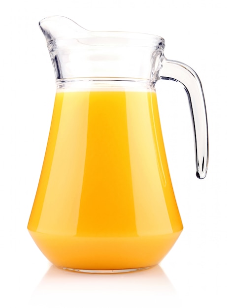 Kruik jus d&#39;orange op wit wordt geïsoleerd dat