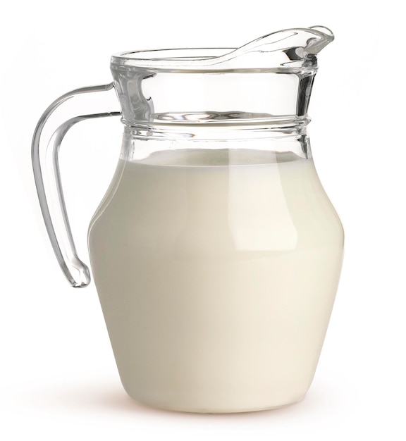 Kruik melk geïsoleerd op een witte achtergrond