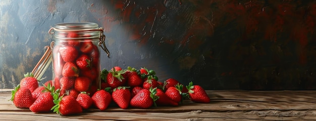 Kruik vol aardbeien schilderij