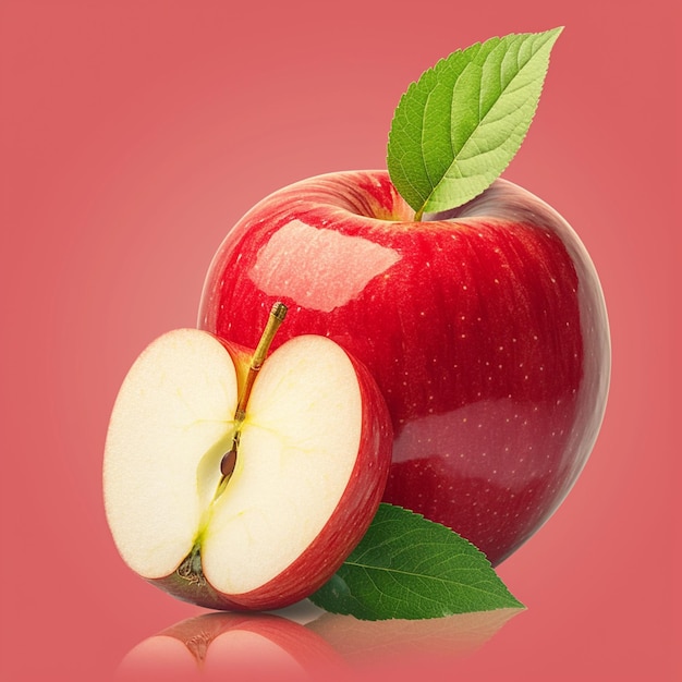 Kruipende en sappige geïsoleerde rode appel op een opvallende achtergrond voor sociale media