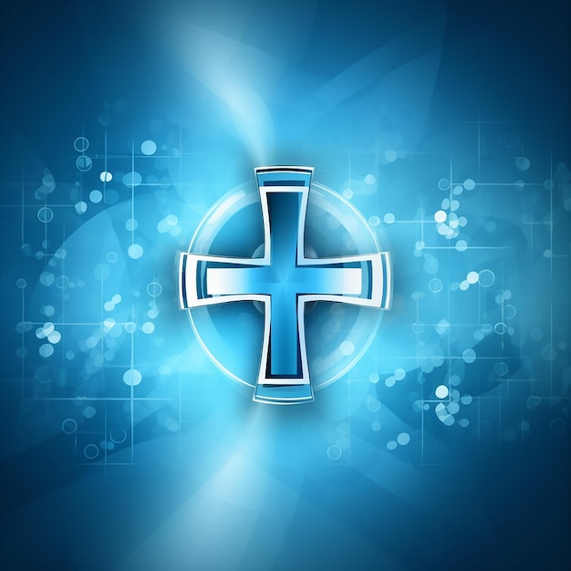 Kruis op abstracte blauwe achtergrond Vectorillustratie