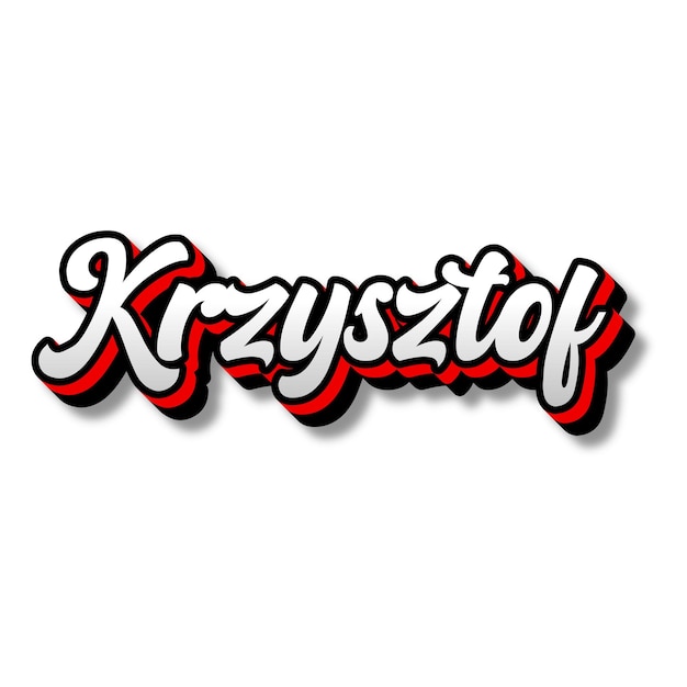 Photo krzysztof text 3d silver red black white background photo jpg